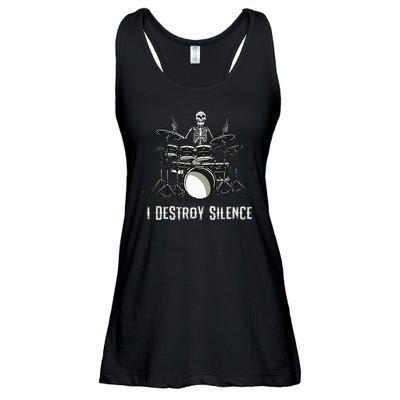 Skeleton Drummer Skull Drum Set Metal Rock Band Ladies Essential Flowy Tank