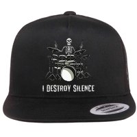 Skeleton Drummer Skull Drum Set Metal Rock Band Flat Bill Trucker Hat