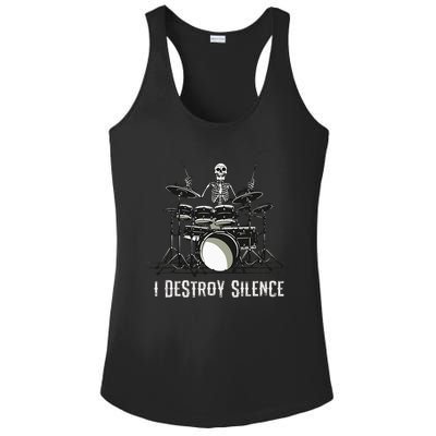 Skeleton Drummer Skull Drum Set Metal Rock Band Ladies PosiCharge Competitor Racerback Tank