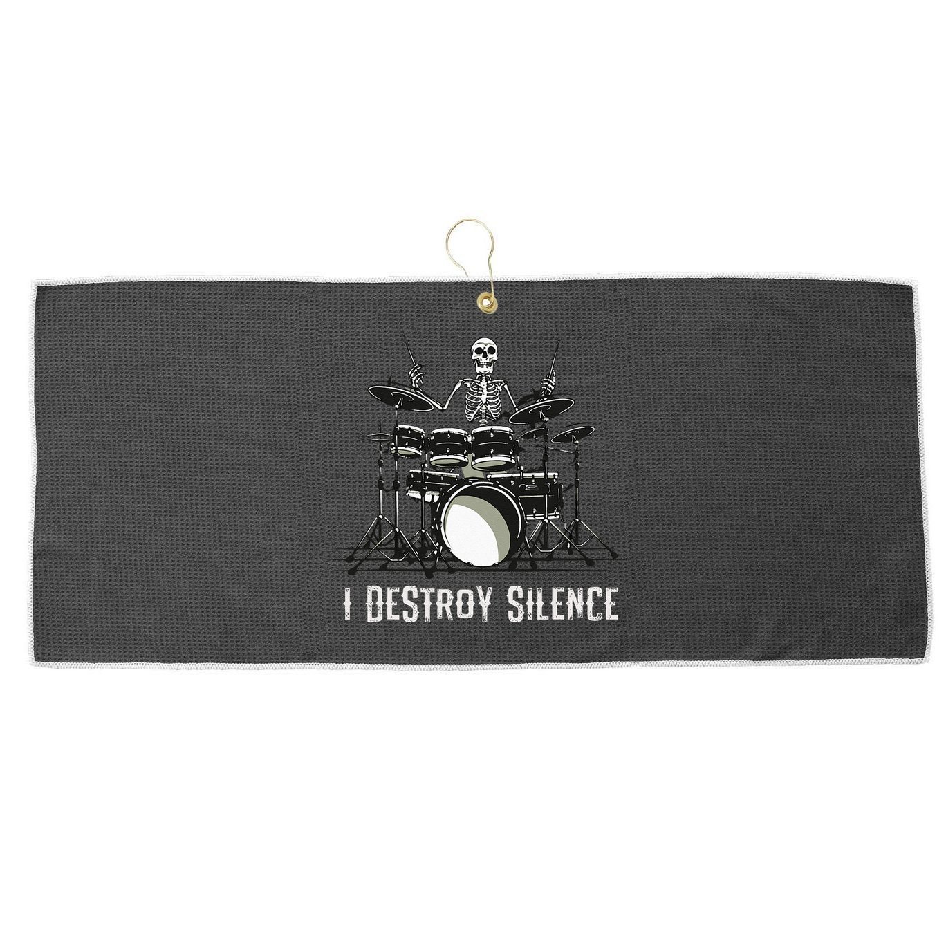 Skeleton Drummer Skull Drum Set Metal Rock Band Large Microfiber Waffle Golf Towel