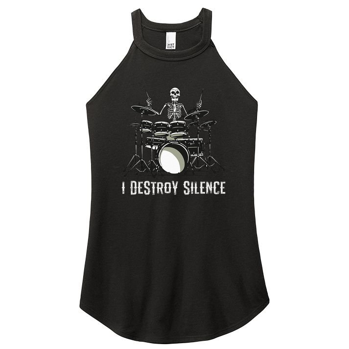 Skeleton Drummer Skull Drum Set Metal Rock Band Women's Perfect Tri Rocker Tank
