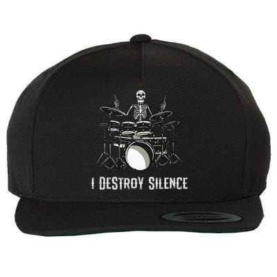 Skeleton Drummer Skull Drum Set Metal Rock Band Wool Snapback Cap