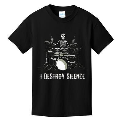 Skeleton Drummer Skull Drum Set Metal Rock Band Kids T-Shirt