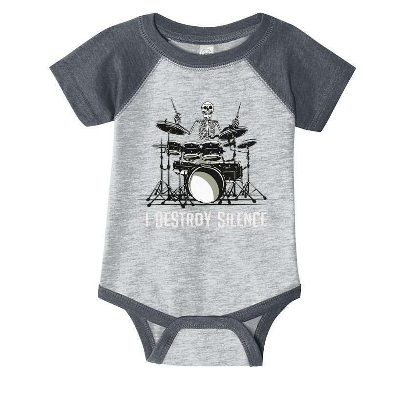 Skeleton Drummer Skull Drum Set Metal Rock Band Infant Baby Jersey Bodysuit