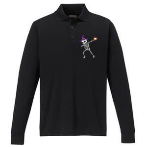 Spooky Dabbing Skeleton Halloween Costume Performance Long Sleeve Polo