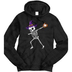 Spooky Dabbing Skeleton Halloween Costume Tie Dye Hoodie