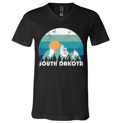 South Dakota State Retro Vintage V-Neck T-Shirt
