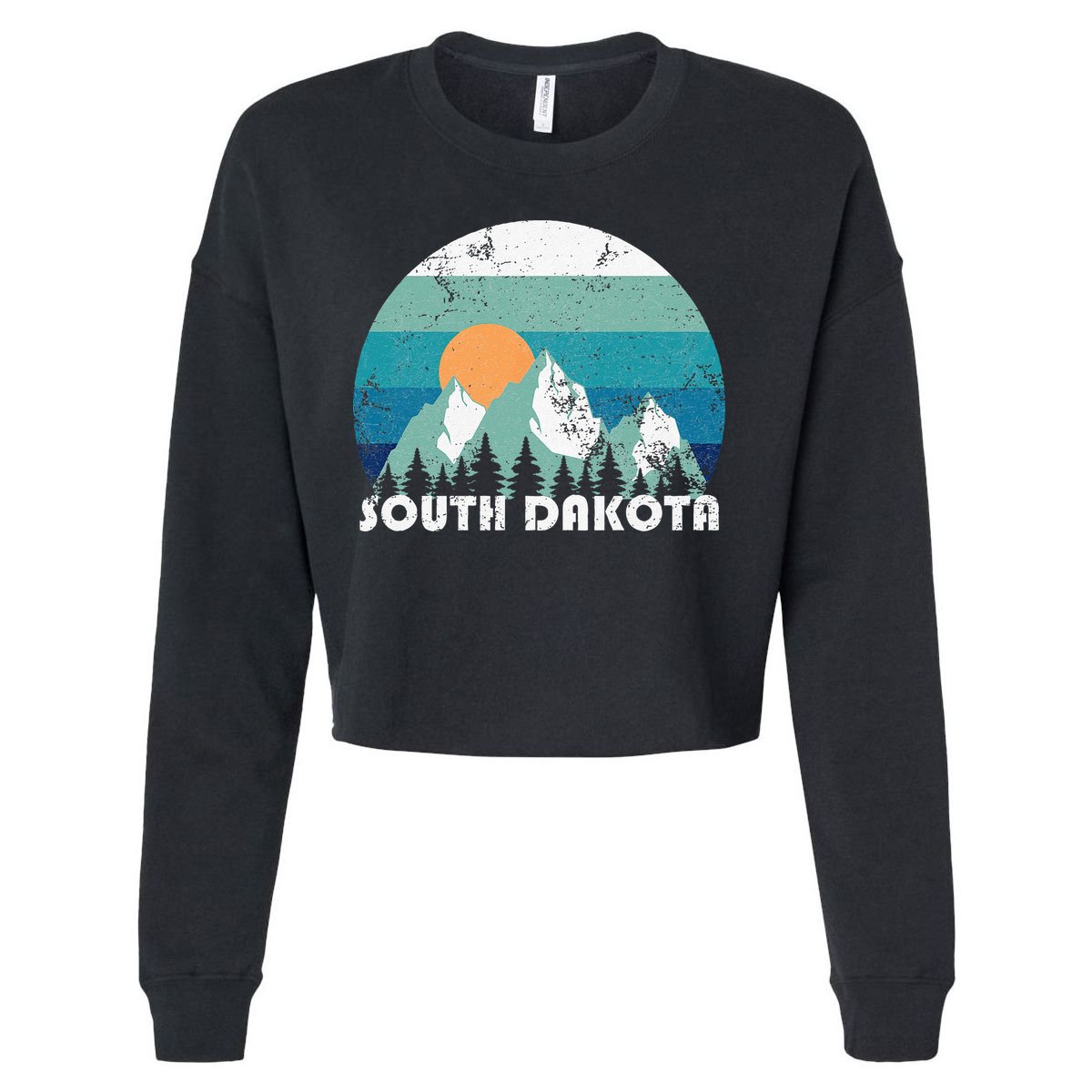 South Dakota State Retro Vintage Cropped Pullover Crew