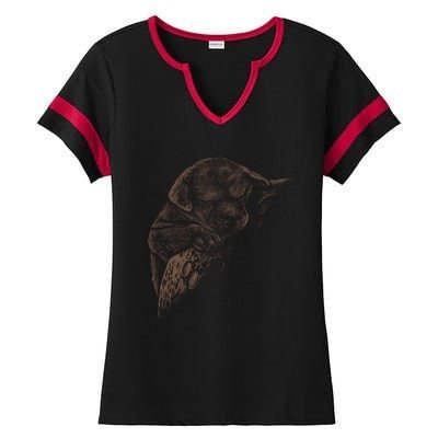 Sweet Dog Sleeping On Moon Ladies Halftime Notch Neck Tee