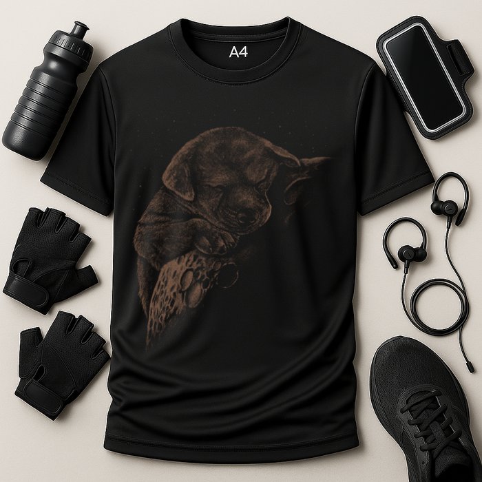 Sweet Dog Sleeping On Moon Cooling Performance Crew T-Shirt