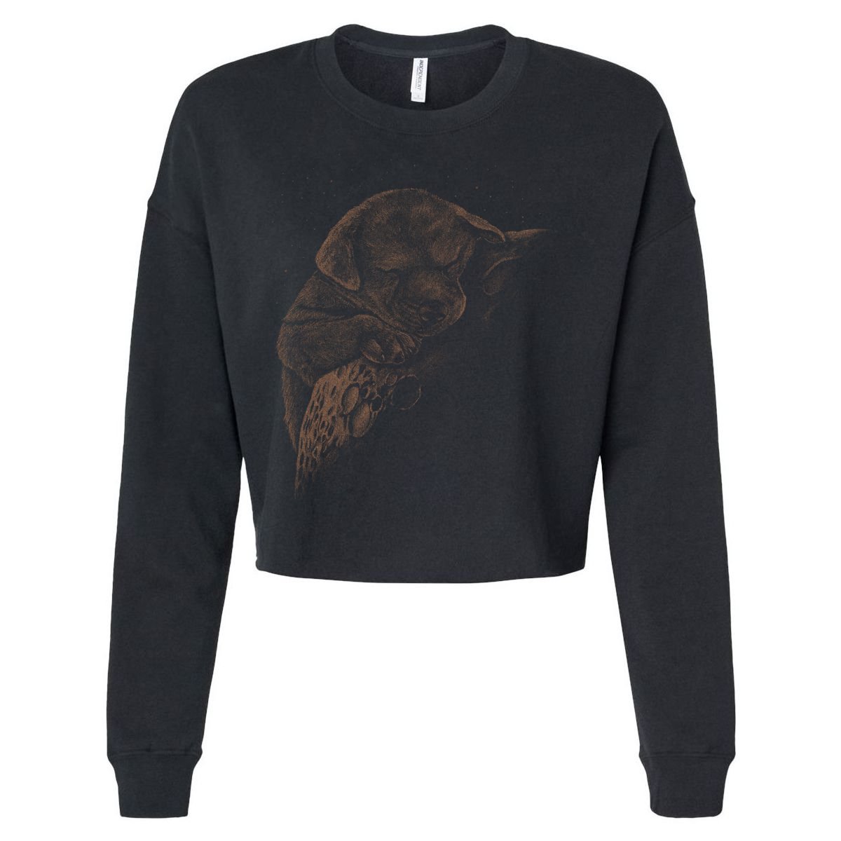 Sweet Dog Sleeping On Moon Cropped Pullover Crew