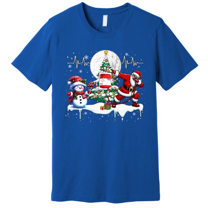 Santa Dabbing Snow Xmas Heart Beat Proud Nurse Doctor Job Gift Premium T-Shirt