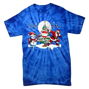 Santa Dabbing Snow Xmas Heart Beat Proud Nurse Doctor Job Gift Tie-Dye T-Shirt