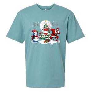 Santa Dabbing Snow Xmas Heart Beat Proud Nurse Doctor Job Gift Sueded Cloud Jersey T-Shirt