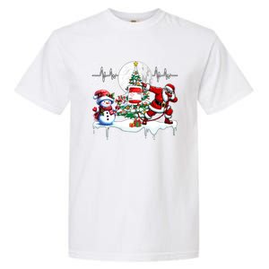 Santa Dabbing Snow Xmas Heart Beat Proud Nurse Doctor Job Gift Garment-Dyed Heavyweight T-Shirt