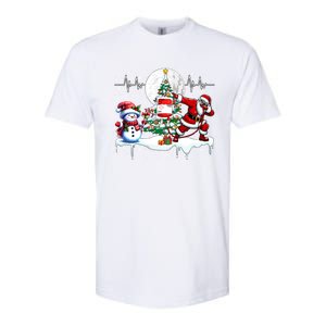 Santa Dabbing Snow Xmas Heart Beat Proud Nurse Doctor Job Gift Softstyle CVC T-Shirt