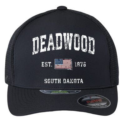 South Dakota Sd Vintage American Flag Sports Design Flexfit Unipanel Trucker Cap