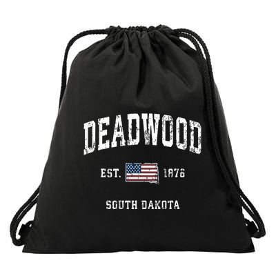 South Dakota Sd Vintage American Flag Sports Design Drawstring Bag