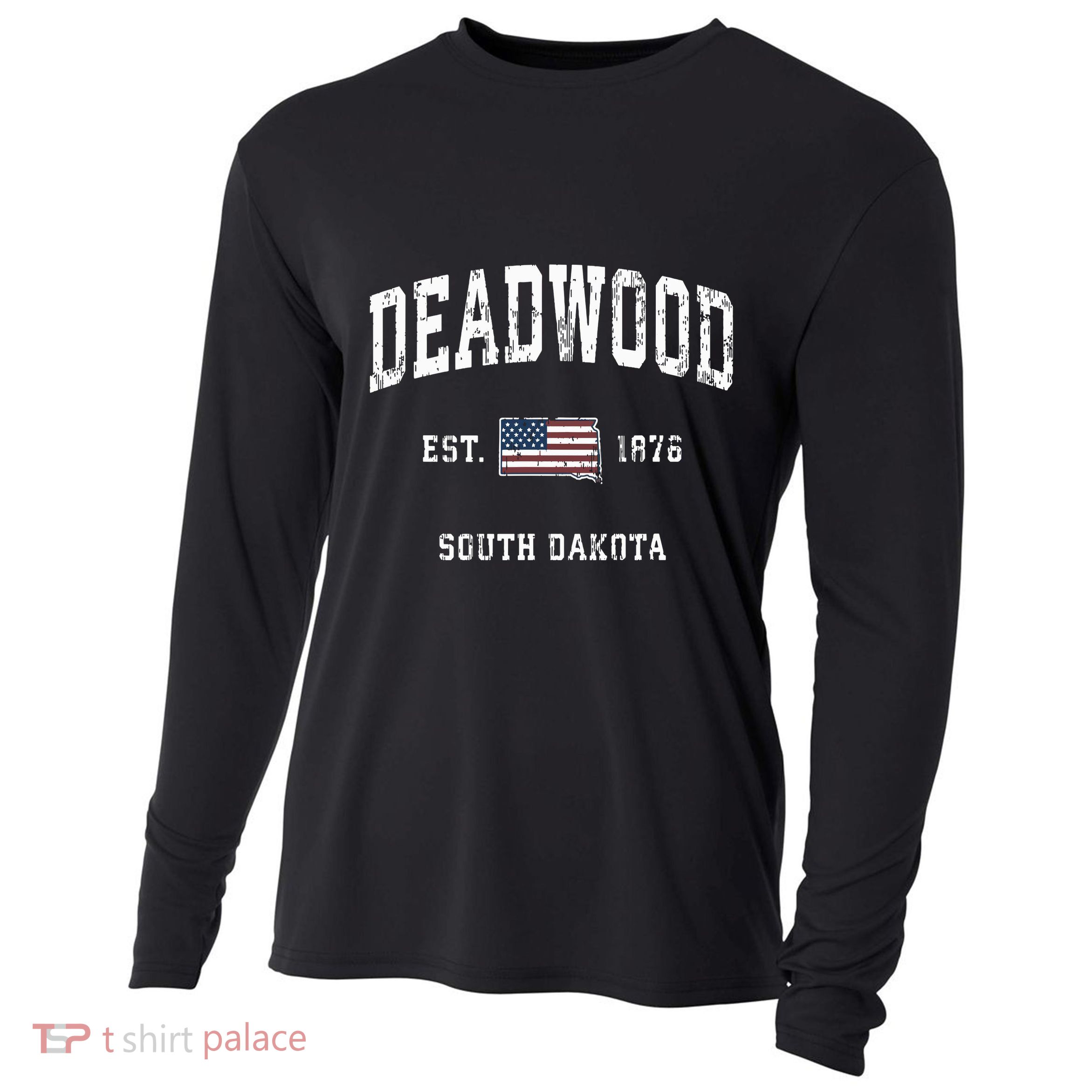 South Dakota Sd Vintage American Flag Sports Design Cooling Performance Long Sleeve Crew