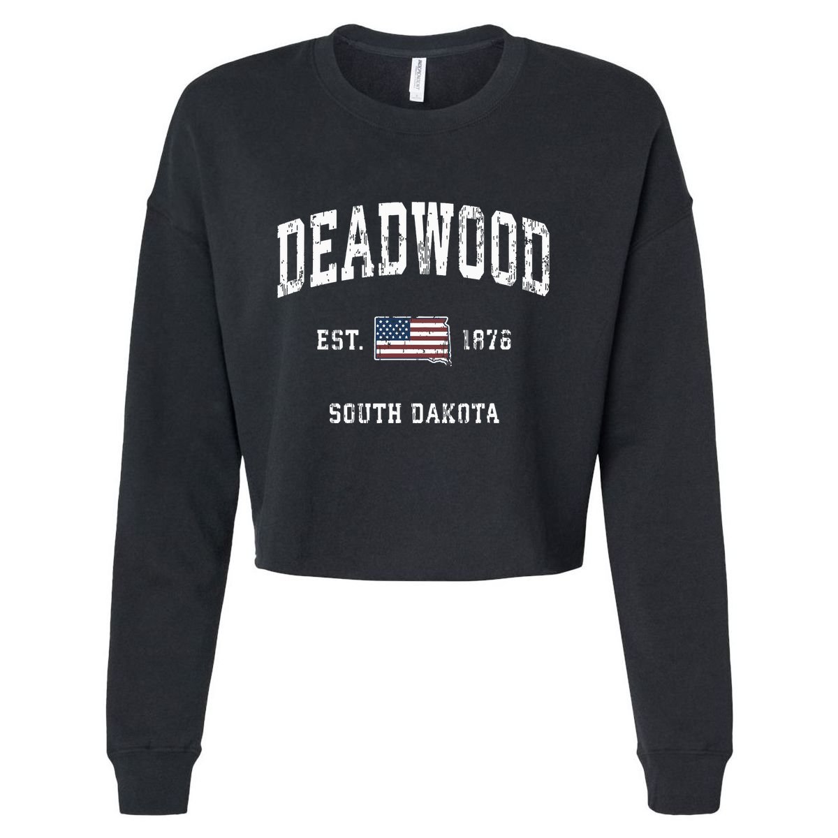 South Dakota Sd Vintage American Flag Sports Design Cropped Pullover Crew