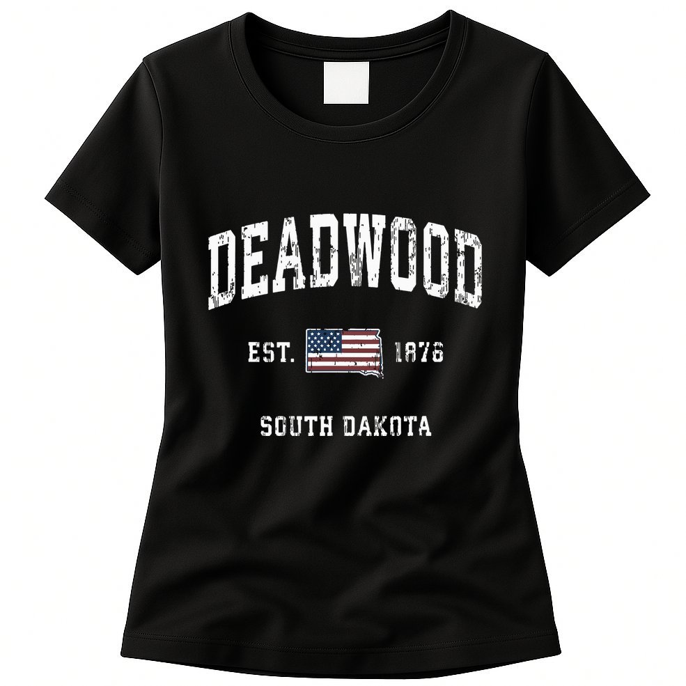 South Dakota Sd Vintage American Flag Sports Design Womens T-Shirt