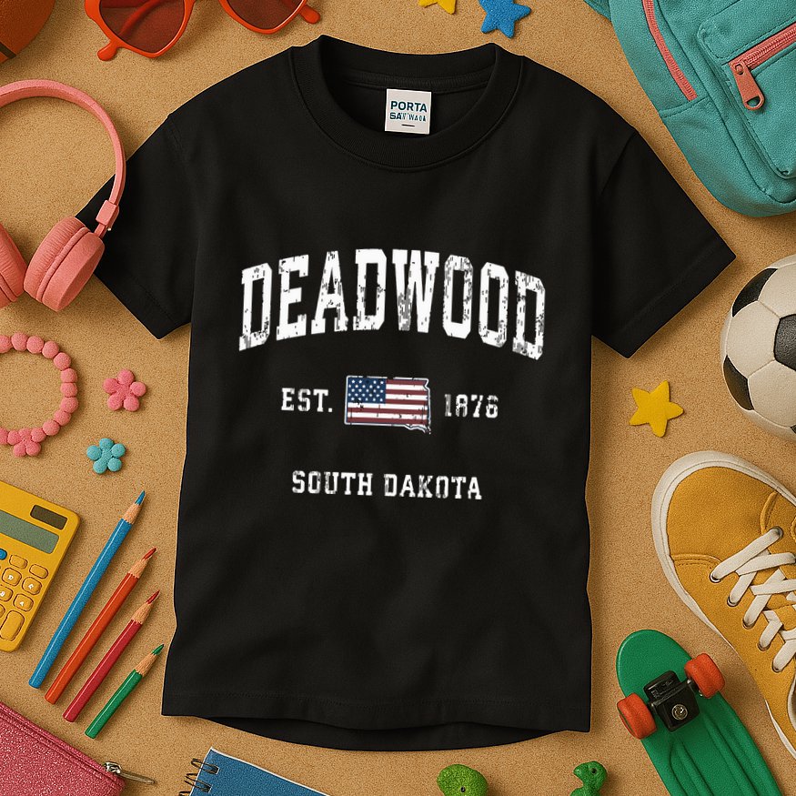 South Dakota Sd Vintage American Flag Sports Design Kids T-Shirt