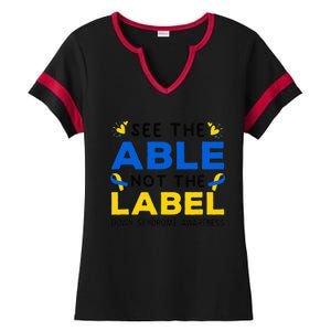 Support Down Syndrome Awareness See The Able Not The Label Ladies Halftime Notch Neck Tee