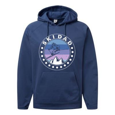 Ski Dad Ski Skiers Gift Performance Fleece Hoodie