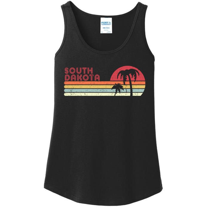 South Dakota Shirt. Retro Style SD, USA Ladies Essential Tank