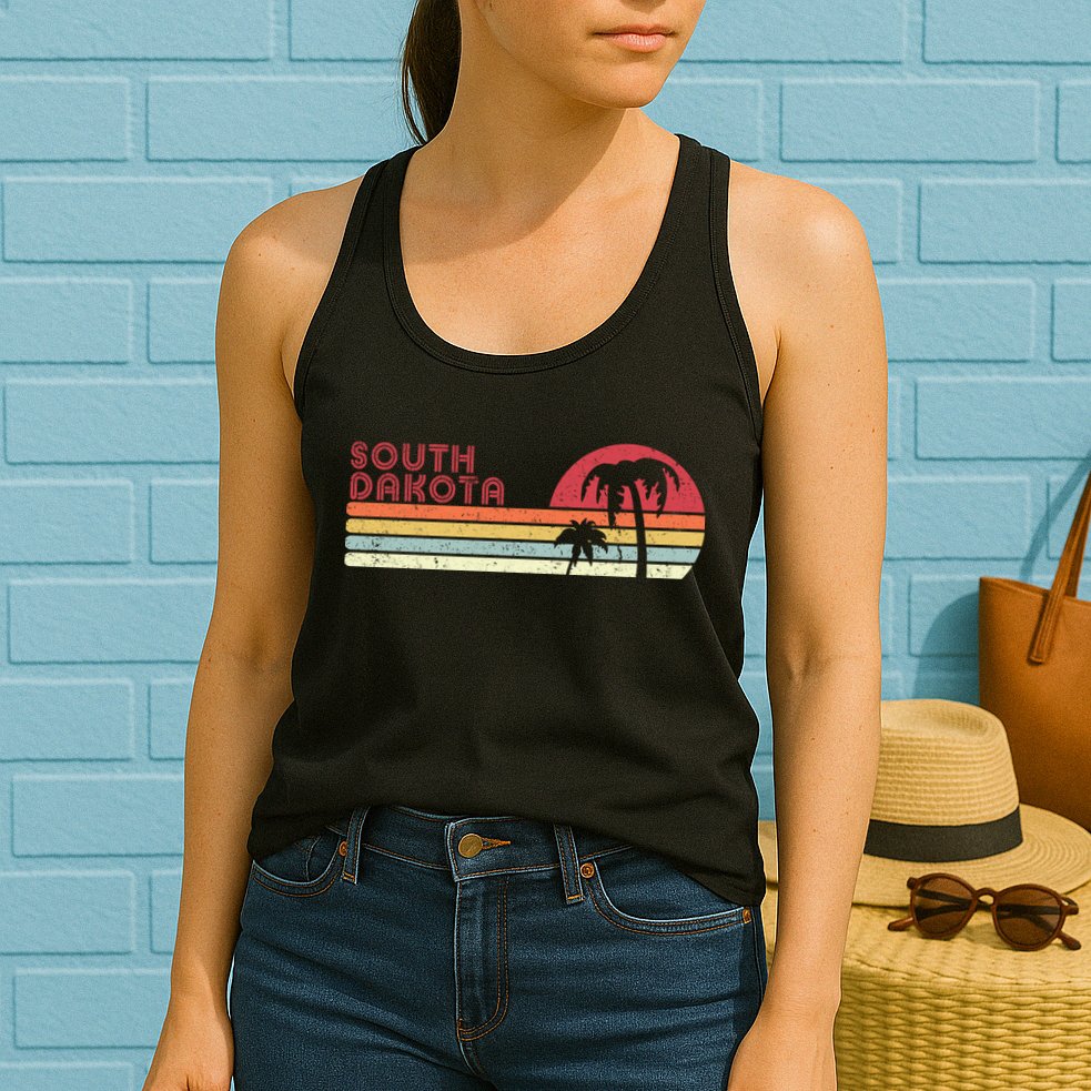 South Dakota Shirt. Retro Style SD, USA Womens Tank Top