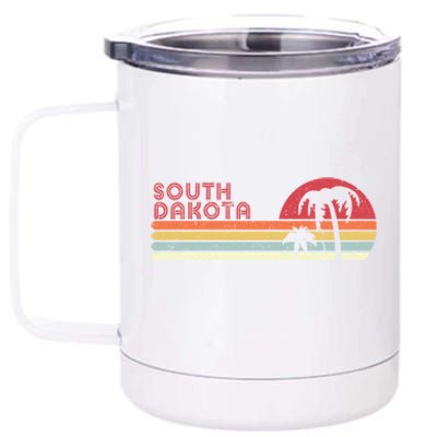 South Dakota Shirt. Retro Style SD, USA 12 oz Stainless Steel Tumbler Cup