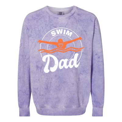 Swim Dad Swim Athlete Swimmer Father Swimming Cute Gift Colorblast Crewneck Sweatshirt