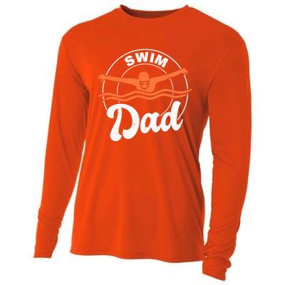 Swim Dad Swim Athlete Swimmer Father Swimming Cute Gift Cooling Performance Long Sleeve Crew