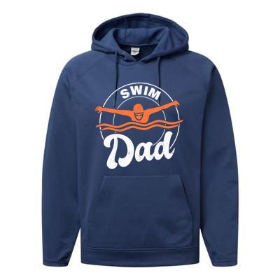 Swim Dad Swim Athlete Swimmer Father Swimming Cute Gift Performance Fleece Hoodie