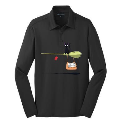 Studio Delivery Service Jiji Black Cat Anime Silk Touch Performance Long Sleeve Polo