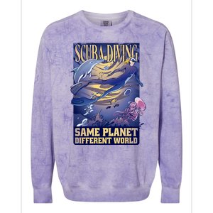 Scuba Diving Same Planet Different World Colorblast Crewneck Sweatshirt