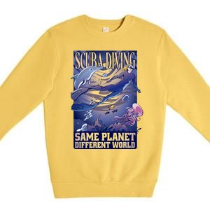 Scuba Diving Same Planet Different World Premium Crewneck Sweatshirt