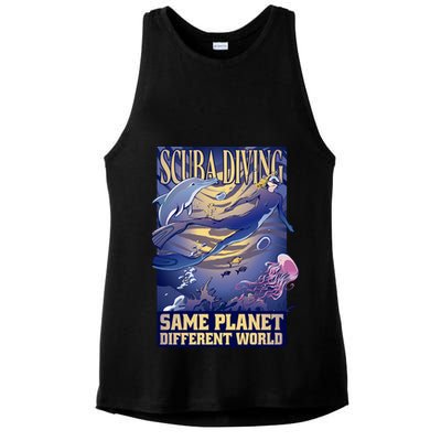 Scuba Diving Same Planet Different World Ladies PosiCharge Tri-Blend Wicking Tank