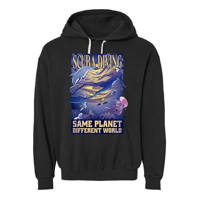 Scuba Diving Same Planet Different World Garment-Dyed Fleece Hoodie