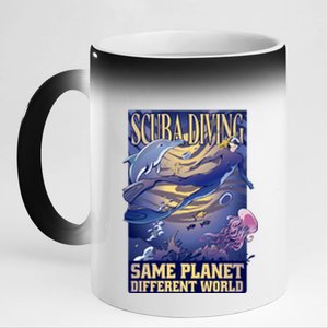 Scuba Diving Same Planet Different World 11oz Black Color Changing Mug