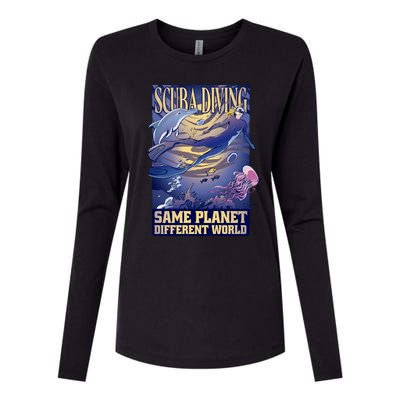 Scuba Diving Same Planet Different World Womens Cotton Relaxed Long Sleeve T-Shirt