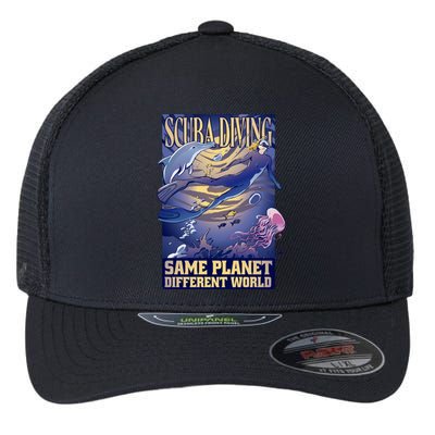 Scuba Diving Same Planet Different World Flexfit Unipanel Trucker Cap