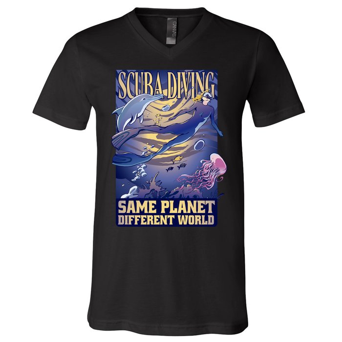 Scuba Diving Same Planet Different World V-Neck T-Shirt