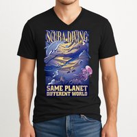 Scuba Diving Same Planet Different World V-Neck T-Shirt