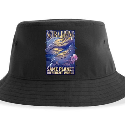 Scuba Diving Same Planet Different World Sustainable Bucket Hat