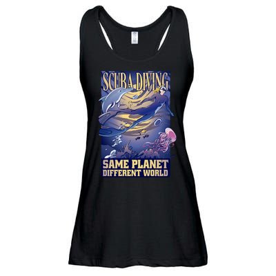 Scuba Diving Same Planet Different World Ladies Essential Flowy Tank