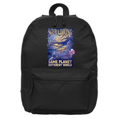 Scuba Diving Same Planet Different World 16 in Basic Backpack