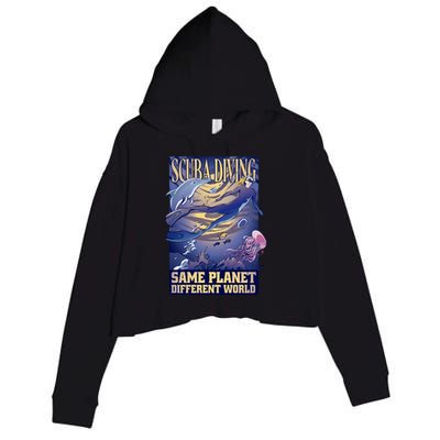 Scuba Diving Same Planet Different World Crop Fleece Hoodie