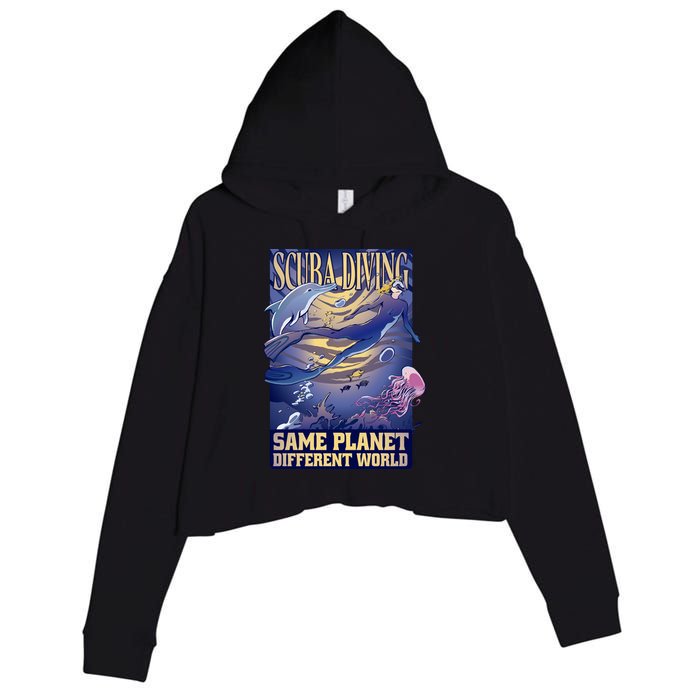 Scuba Diving Same Planet Different World Crop Fleece Hoodie