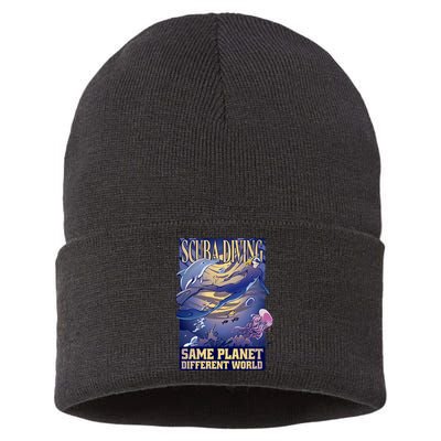 Scuba Diving Same Planet Different World Sustainable Knit Beanie